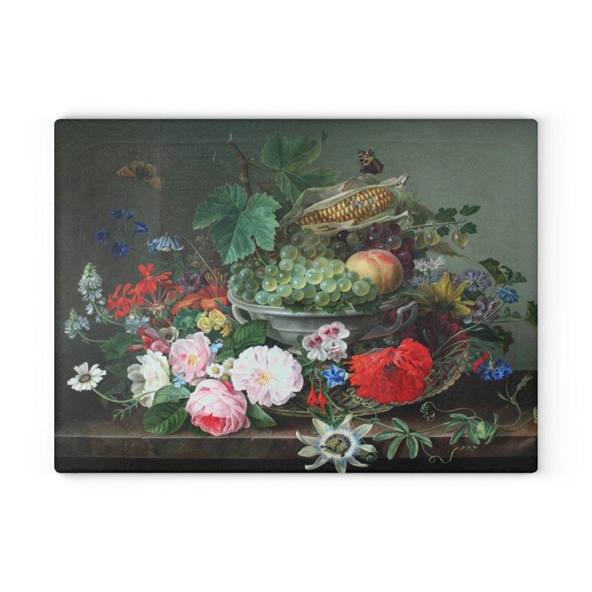 Fruit, Flowers and Corn | Glass Chopping Board - Glass Chopping Board - Piccolo Fiore Prints