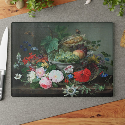 Fruit, Flowers and Corn | Glass Chopping Board - Glass Chopping Board - Piccolo Fiore Prints