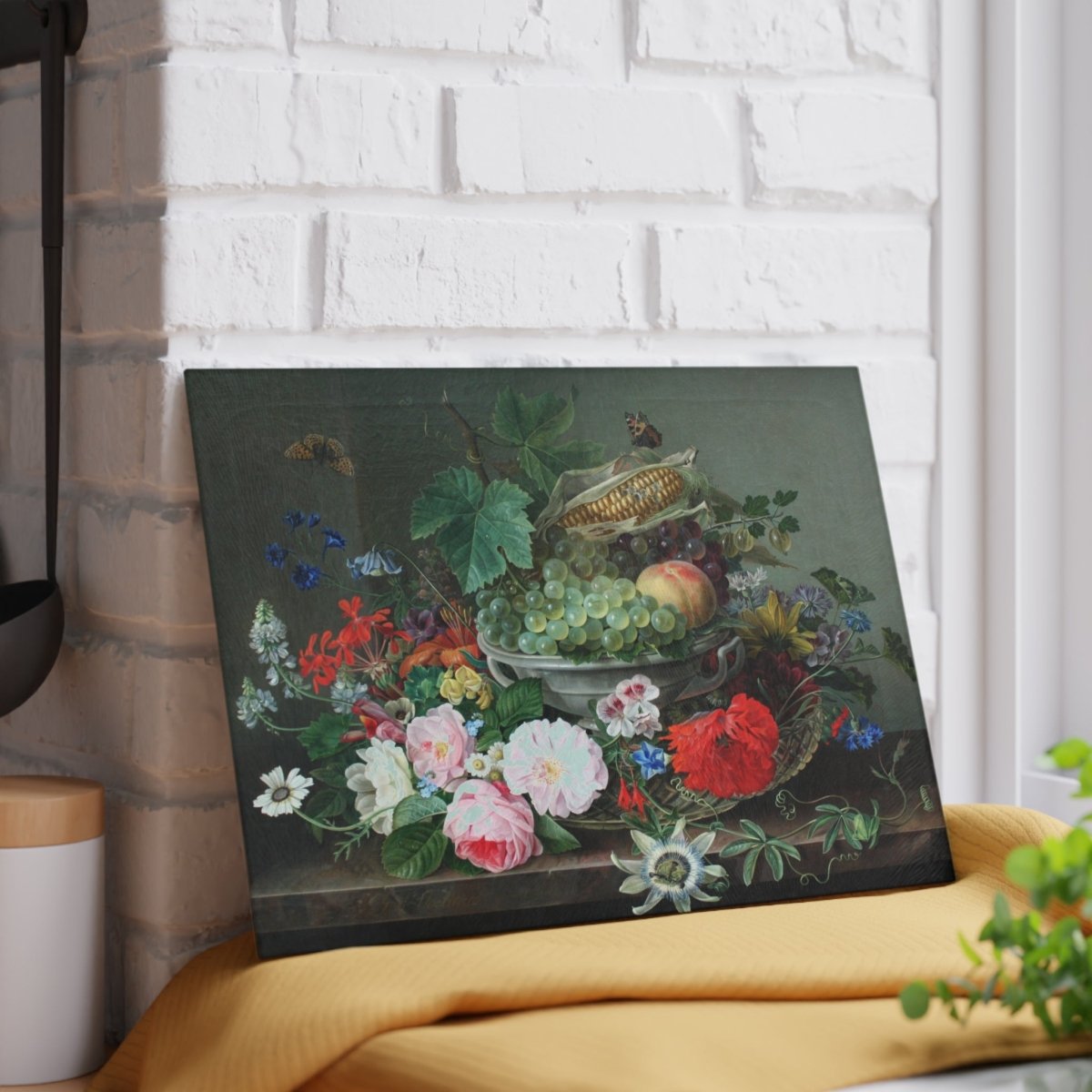 Fruit, Flowers and Corn | Glass Chopping Board - Glass Chopping Board - Piccolo Fiore Prints