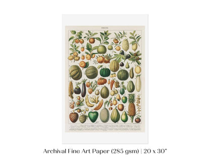 Fruits and Vegetables Chart | P396 - Single Art Prints - Piccolo Fiore Prints