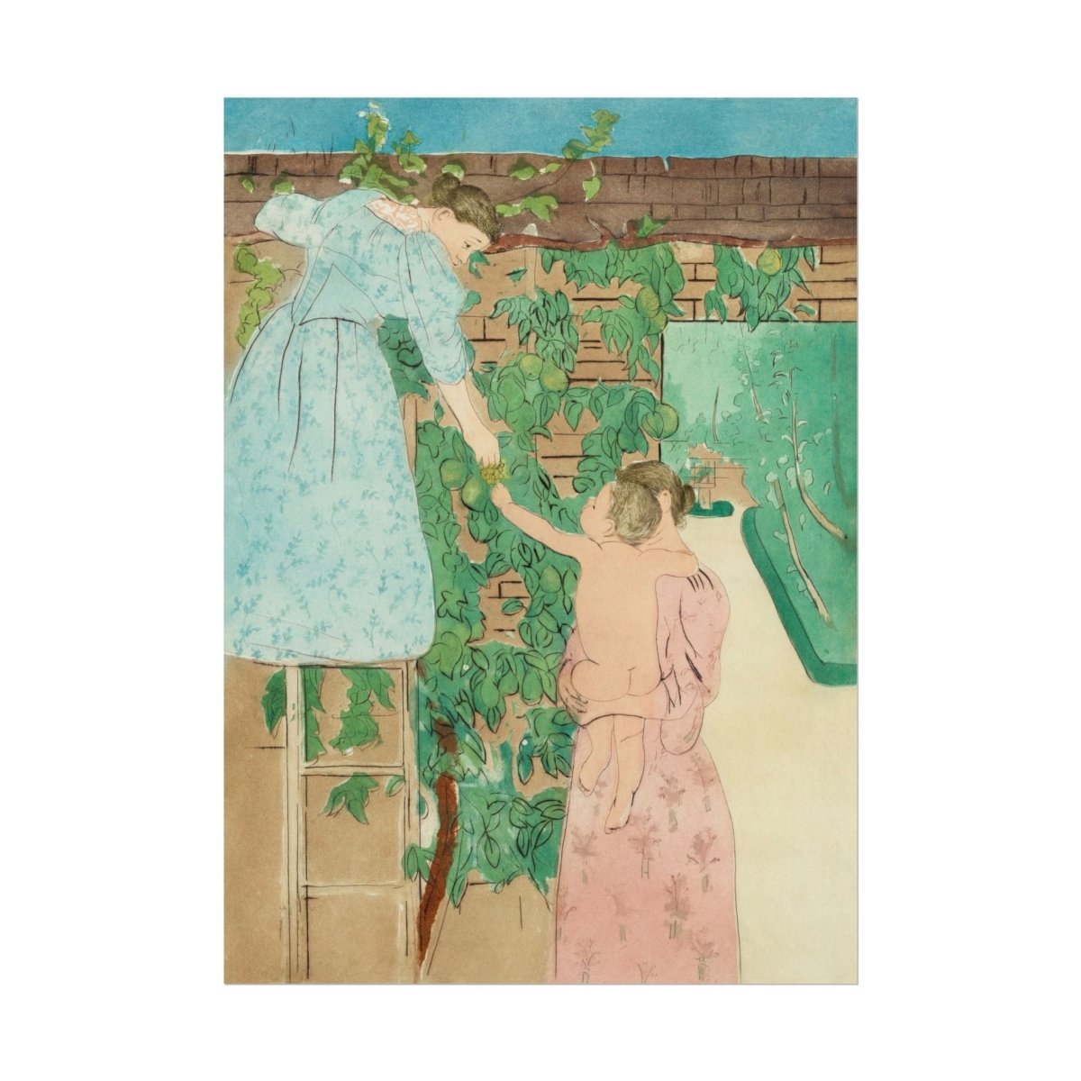 Gathering Fruit | P148 - Single Art Prints - Piccolo Fiore Prints
