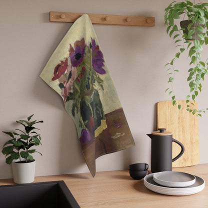 Ginger Pot with Anemones | Tea Towel - Tea Towel - Piccolo Fiore Prints