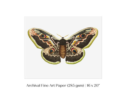 Great Peacock Moth Illustration | P74 - Single Art Prints - Piccolo Fiore Prints