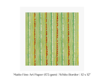 Green Stripe | Vintage Japanese Woodblock Print | P144 - Single Square Art Prints - Piccolo Fiore Prints