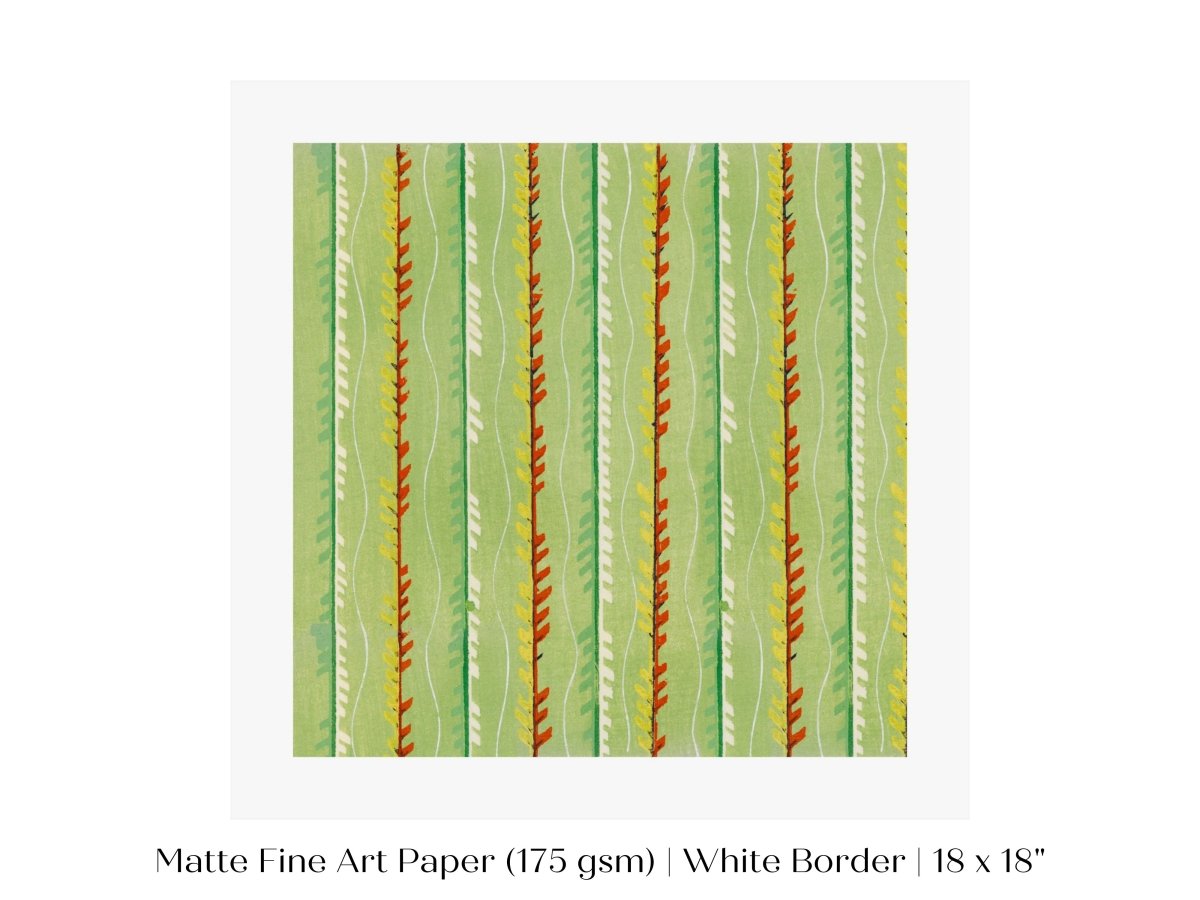 Green Stripe | Vintage Japanese Woodblock Print | P144 - Single Square Art Prints - Piccolo Fiore Prints