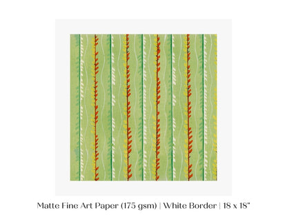 Green Stripe | Vintage Japanese Woodblock Print | P144 - Single Square Art Prints - Piccolo Fiore Prints