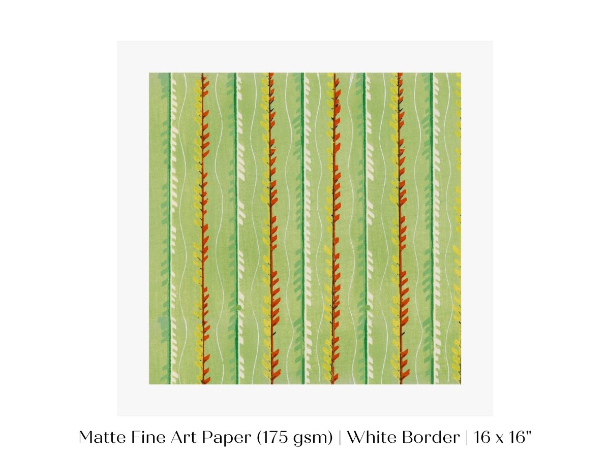 Green Stripe | Vintage Japanese Woodblock Print | P144 - Single Square Art Prints - Piccolo Fiore Prints