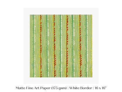 Green Stripe | Vintage Japanese Woodblock Print | P144 - Single Square Art Prints - Piccolo Fiore Prints