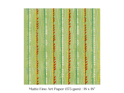 Green Stripe | Vintage Japanese Woodblock Print | P144 - Single Square Art Prints - Piccolo Fiore Prints