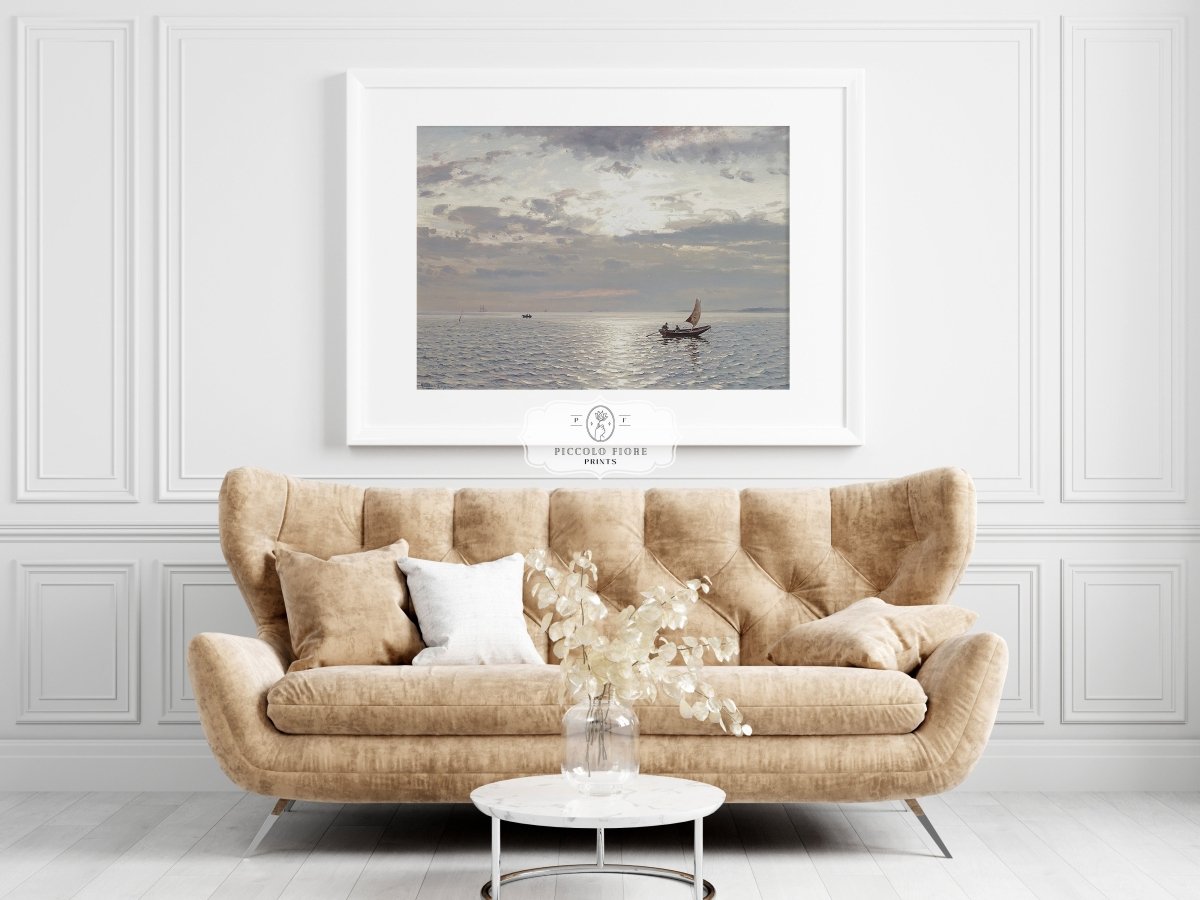 Grey Sailing Boat Seascape | P427 - Single Art Prints - Piccolo Fiore Prints