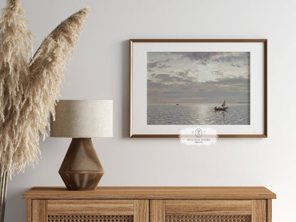Grey Sailing Boat Seascape | P427 - Single Art Prints - Piccolo Fiore Prints