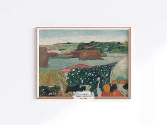 Haystacks and Cows | P500 - Single Art Prints - Piccolo Fiore Prints