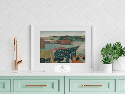 Haystacks and Cows | P500 - Single Art Prints - Piccolo Fiore Prints