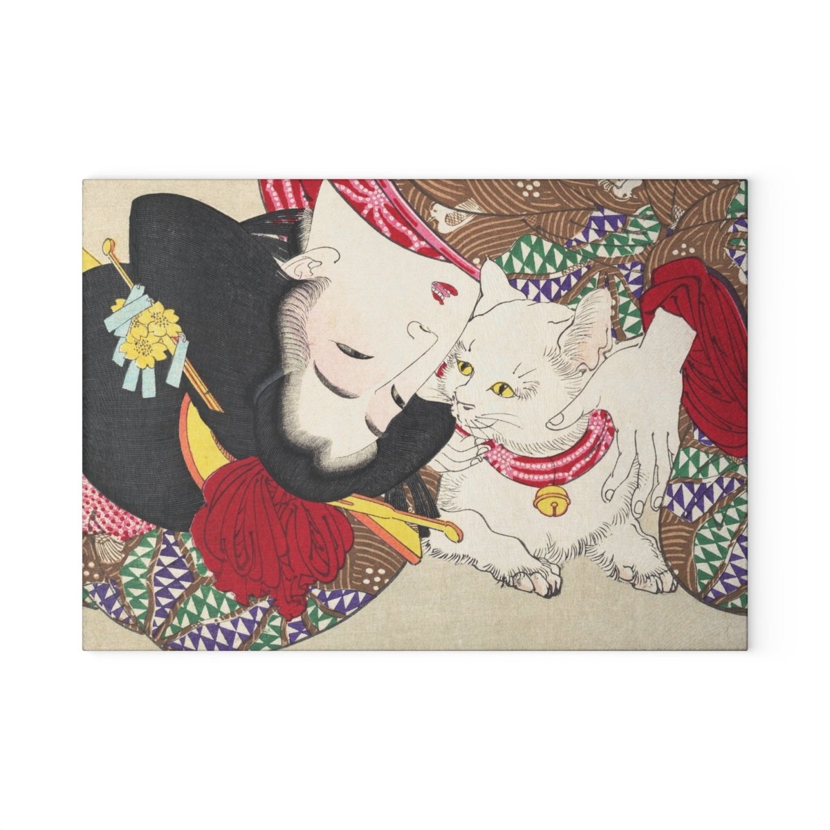 Japanese Cat Lover | Glass Chopping Board - Glass Chopping Board - Piccolo Fiore Prints