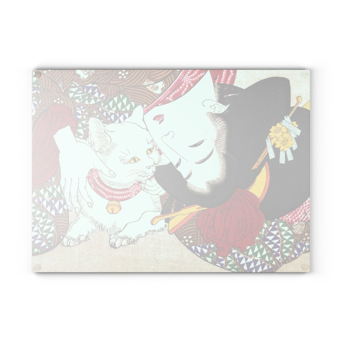 Japanese Cat Lover | Glass Chopping Board - Glass Chopping Board - Piccolo Fiore Prints