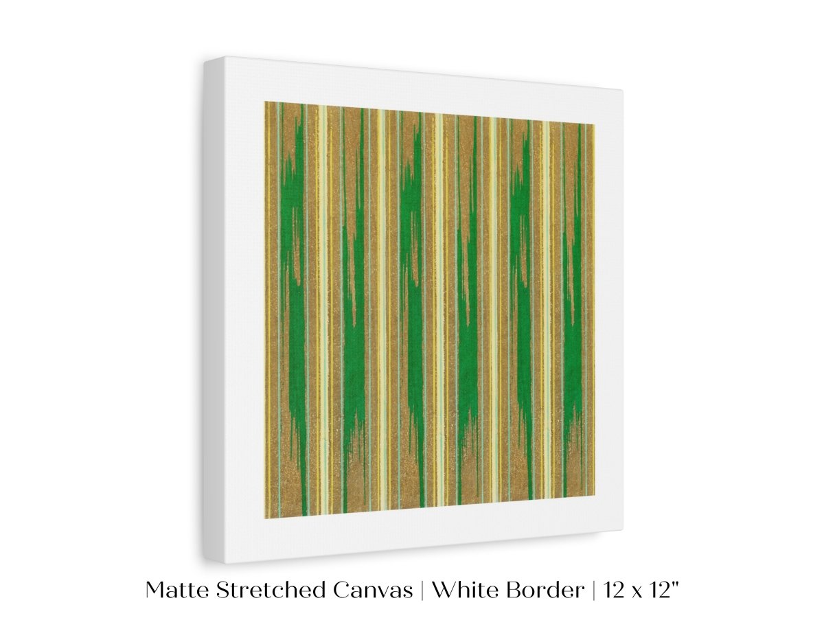 Khaki Green Stripe | Vintage Japanese Woodblock | P136 - Single Square Art Prints - Piccolo Fiore Prints