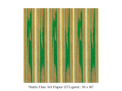 Khaki Green Stripe | Vintage Japanese Woodblock | P136 - Single Square Art Prints - Piccolo Fiore Prints