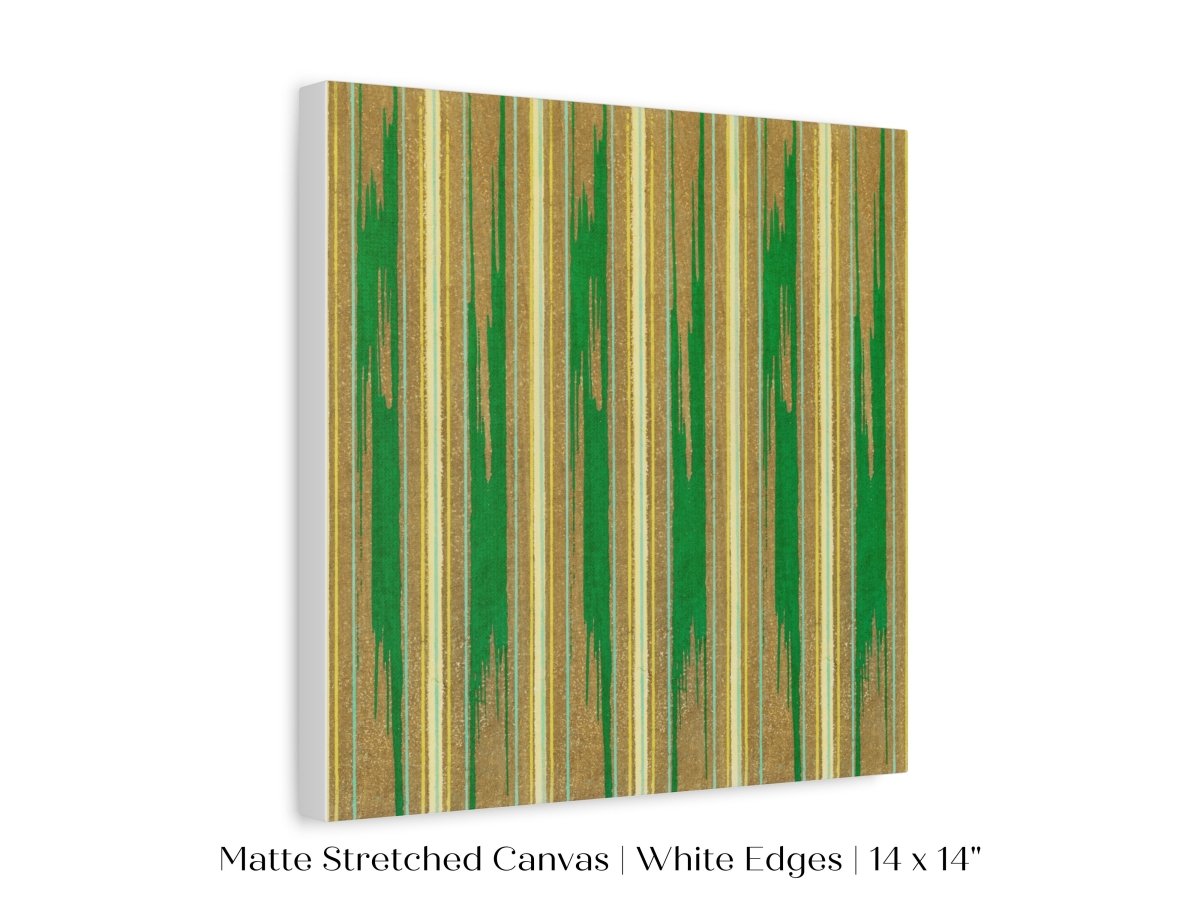 Khaki Green Stripe | Vintage Japanese Woodblock | P136 - Single Square Art Prints - Piccolo Fiore Prints