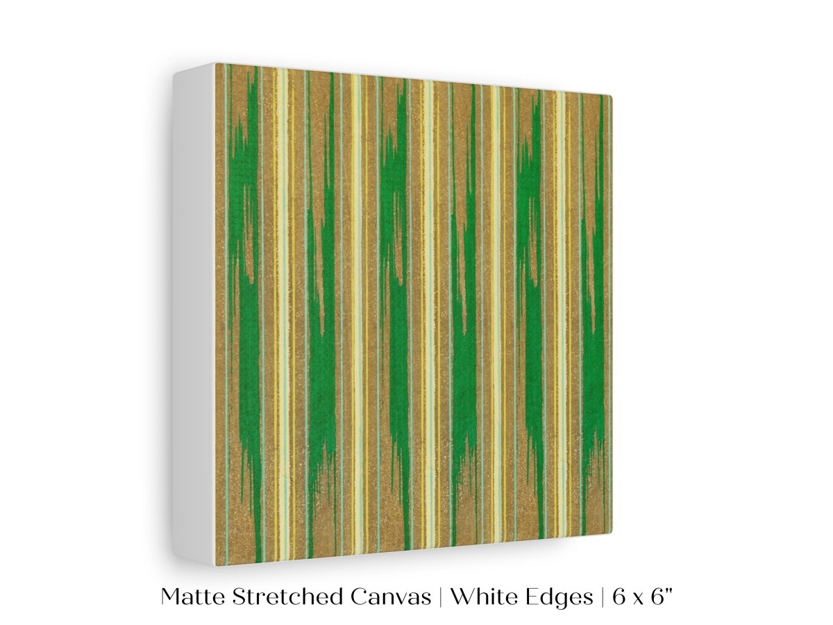 Khaki Green Stripe | Vintage Japanese Woodblock | P136 - Single Square Art Prints - Piccolo Fiore Prints