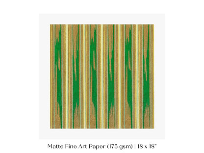 Khaki Green Stripe | Vintage Japanese Woodblock | P136 - Single Square Art Prints - Piccolo Fiore Prints