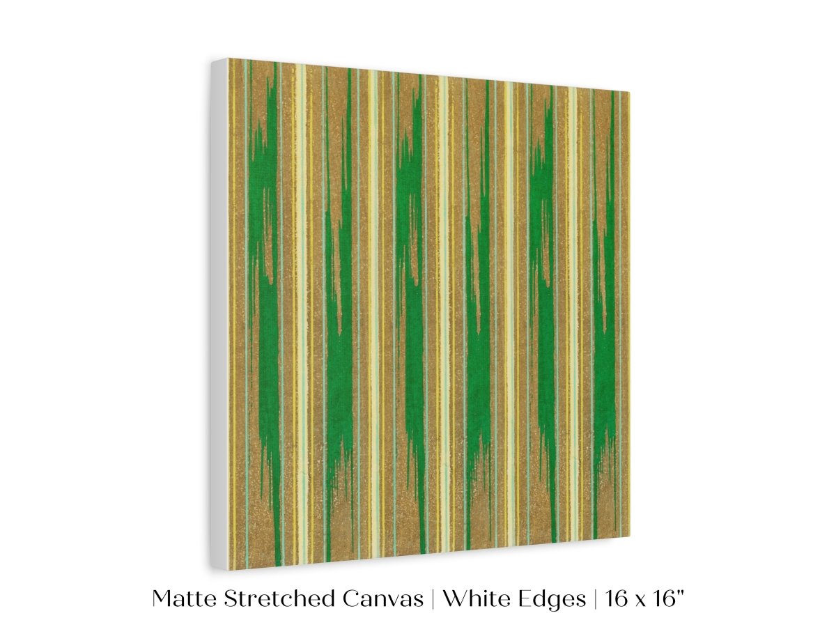 Khaki Green Stripe | Vintage Japanese Woodblock | P136 - Single Square Art Prints - Piccolo Fiore Prints
