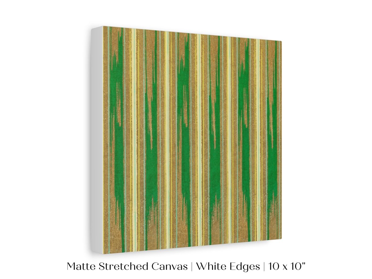 Khaki Green Stripe | Vintage Japanese Woodblock | P136 - Single Square Art Prints - Piccolo Fiore Prints