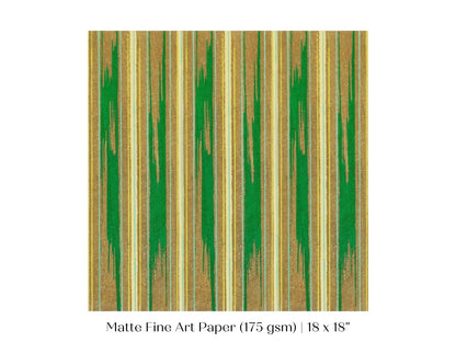 Khaki Green Stripe | Vintage Japanese Woodblock | P136 - Single Square Art Prints - Piccolo Fiore Prints