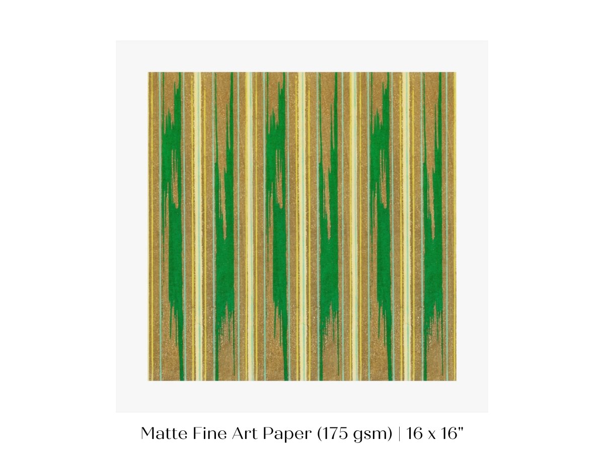 Khaki Green Stripe | Vintage Japanese Woodblock | P136 - Single Square Art Prints - Piccolo Fiore Prints