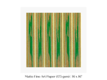 Khaki Green Stripe | Vintage Japanese Woodblock | P136 - Single Square Art Prints - Piccolo Fiore Prints