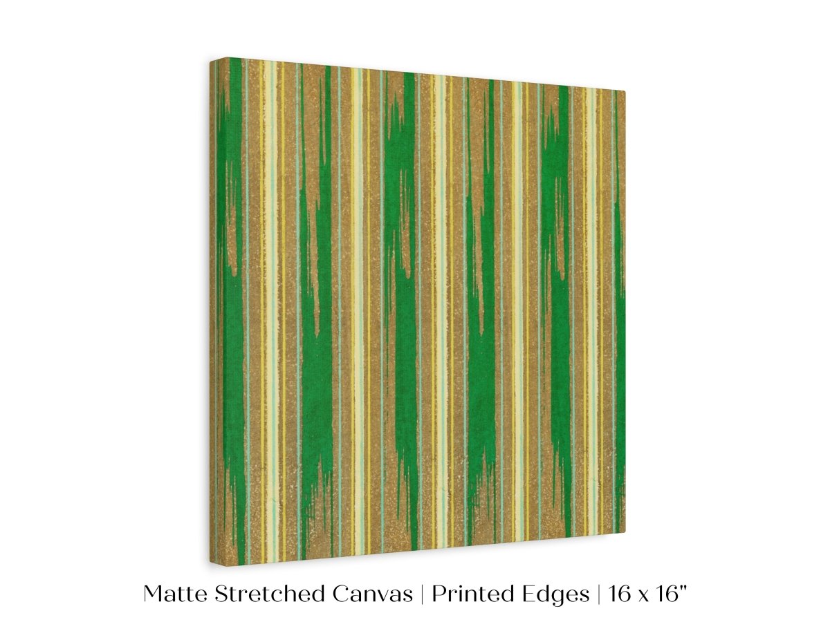 Khaki Green Stripe | Vintage Japanese Woodblock | P136 - Single Square Art Prints - Piccolo Fiore Prints