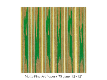 Khaki Green Stripe | Vintage Japanese Woodblock | P136 - Single Square Art Prints - Piccolo Fiore Prints