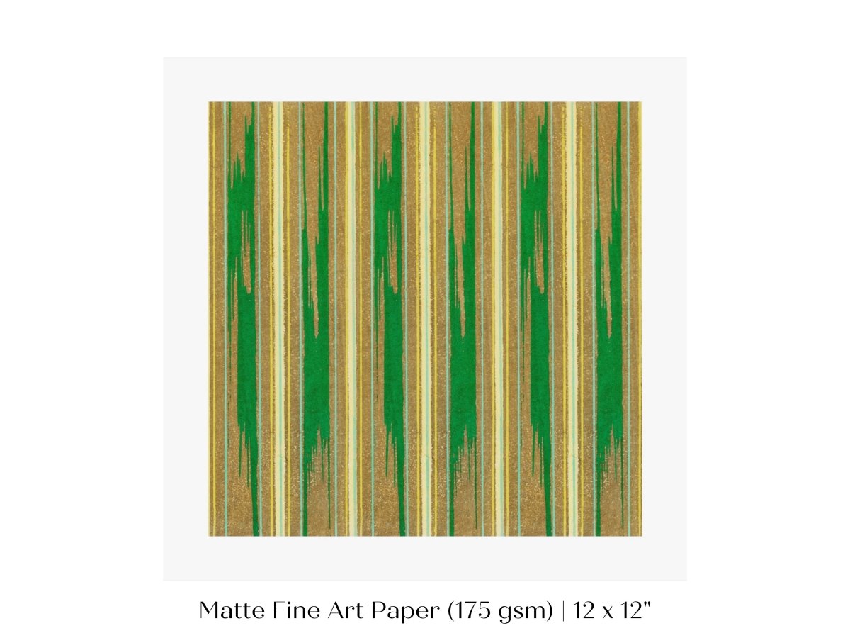 Khaki Green Stripe | Vintage Japanese Woodblock | P136 - Single Square Art Prints - Piccolo Fiore Prints
