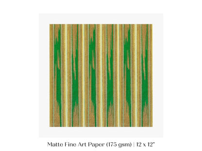 Khaki Green Stripe | Vintage Japanese Woodblock | P136 - Single Square Art Prints - Piccolo Fiore Prints