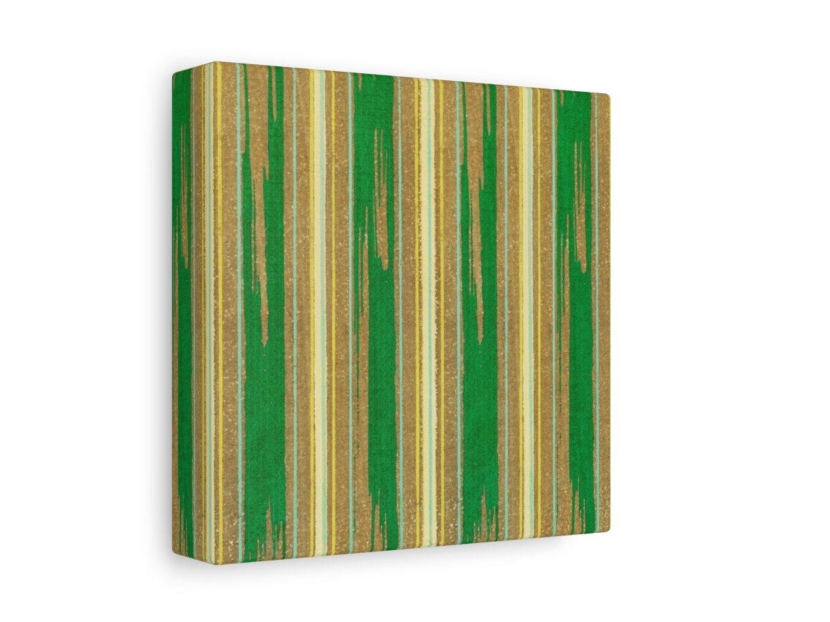 Khaki Green Stripe | Vintage Japanese Woodblock | P136 - Single Square Art Prints - Piccolo Fiore Prints
