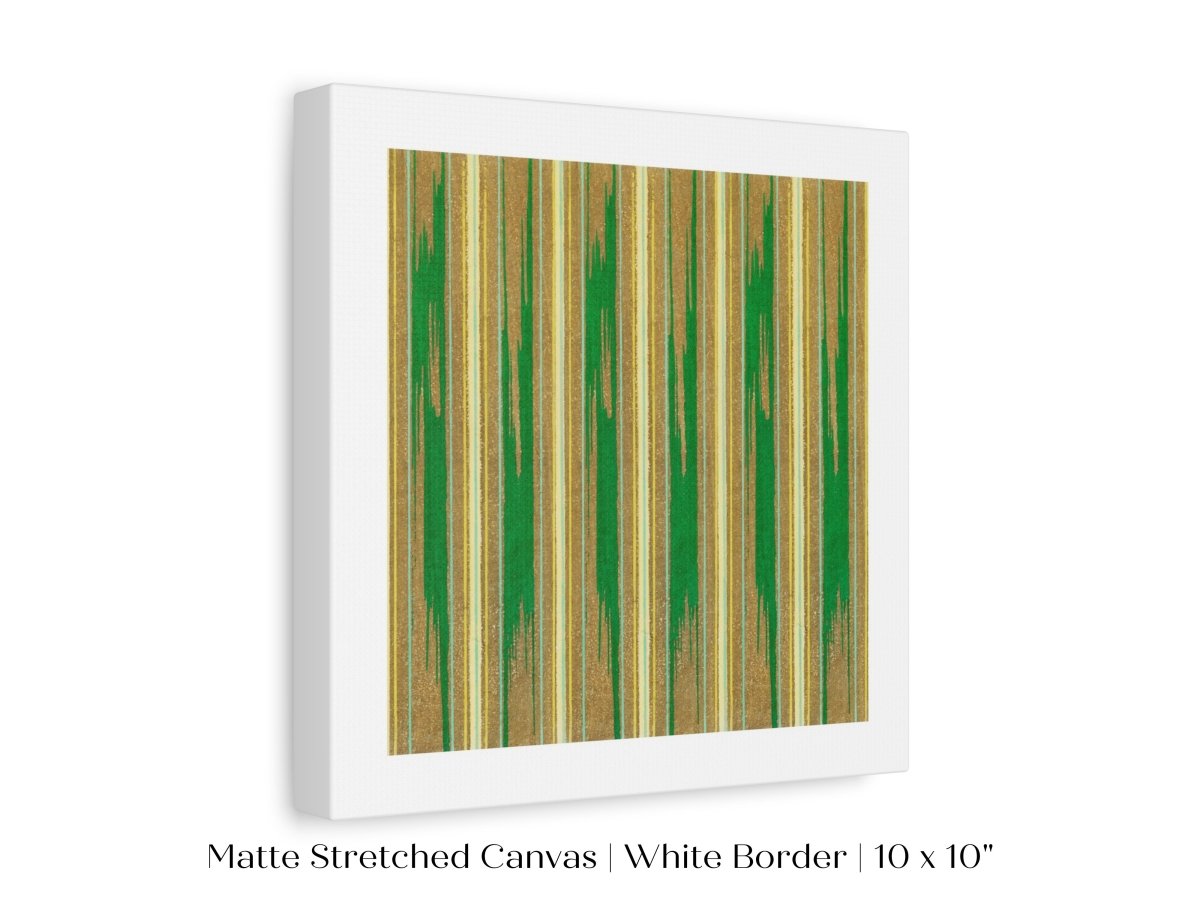 Khaki Green Stripe | Vintage Japanese Woodblock | P136 - Single Square Art Prints - Piccolo Fiore Prints