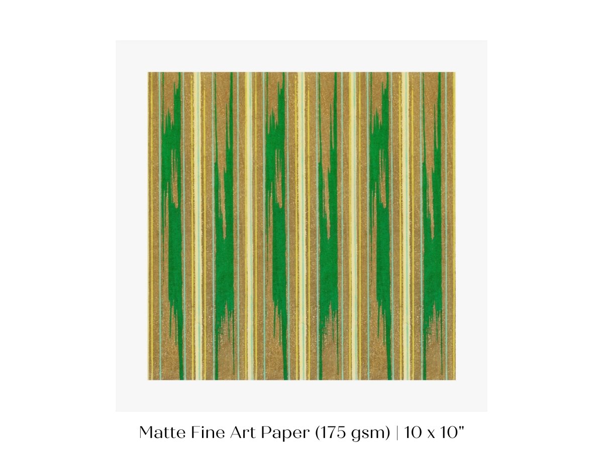Khaki Green Stripe | Vintage Japanese Woodblock | P136 - Single Square Art Prints - Piccolo Fiore Prints