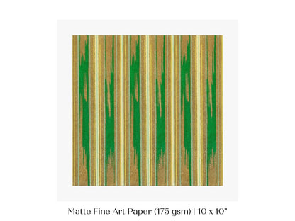 Khaki Green Stripe | Vintage Japanese Woodblock | P136 - Single Square Art Prints - Piccolo Fiore Prints