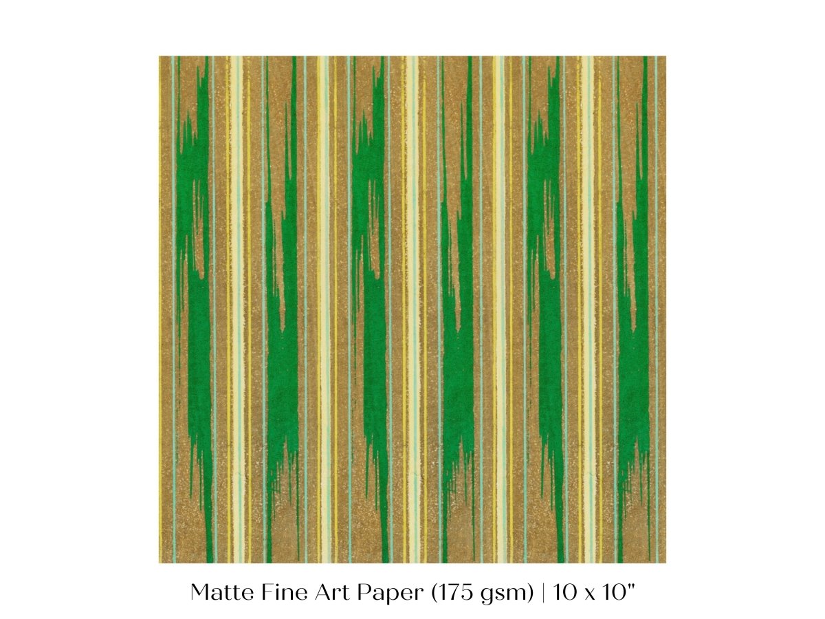 Khaki Green Stripe | Vintage Japanese Woodblock | P136 - Single Square Art Prints - Piccolo Fiore Prints