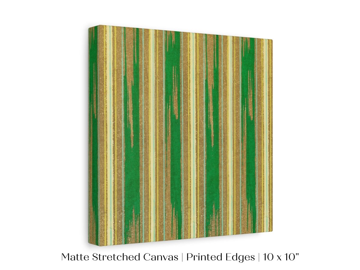 Khaki Green Stripe | Vintage Japanese Woodblock | P136 - Single Square Art Prints - Piccolo Fiore Prints