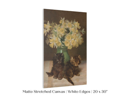 Kittens and a Vase of Narcissi | P411 - Single Art Prints - Piccolo Fiore Prints