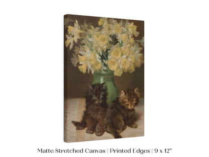 Kittens and a Vase of Narcissi | P411 - Single Art Prints - Piccolo Fiore Prints