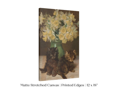 Kittens and a Vase of Narcissi | P411 - Single Art Prints - Piccolo Fiore Prints