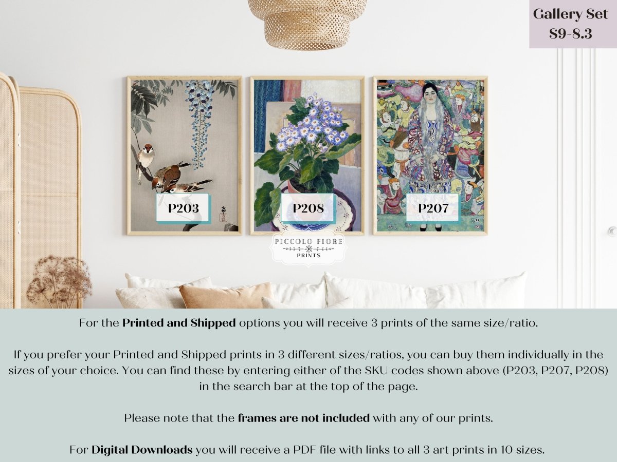 Klimt, Flowers and Birds | Gallery Wall Set | 3 Prints | S9 - 8.3 - Gallery Wall Set - Piccolo Fiore Prints