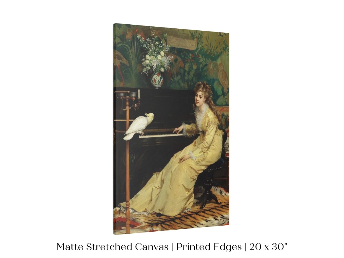 Lady with Piano and Cockatoo | P405 - Single Art Prints - Piccolo Fiore Prints