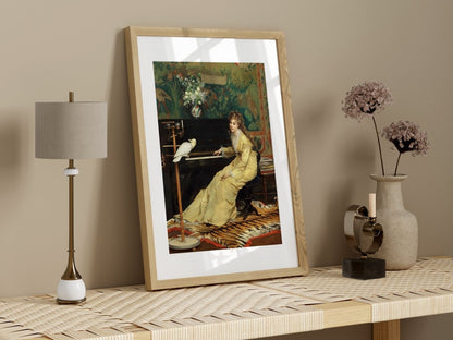 Lady with Piano and Cockatoo | P405 - Single Art Prints - Piccolo Fiore Prints