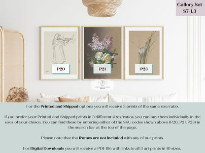 Lilac and Beige | Gallery Wall Set | 3 Prints | S7 - 1.3 - Gallery Wall Set - Piccolo Fiore Prints