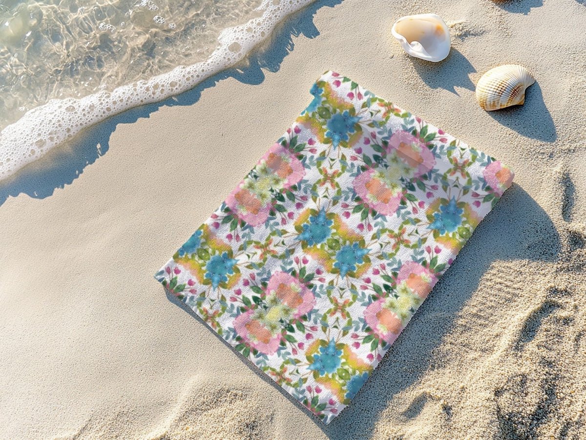 Lime Leaves Floral Bow | Beach Towel - Beach Towel - Piccolo Fiore Prints