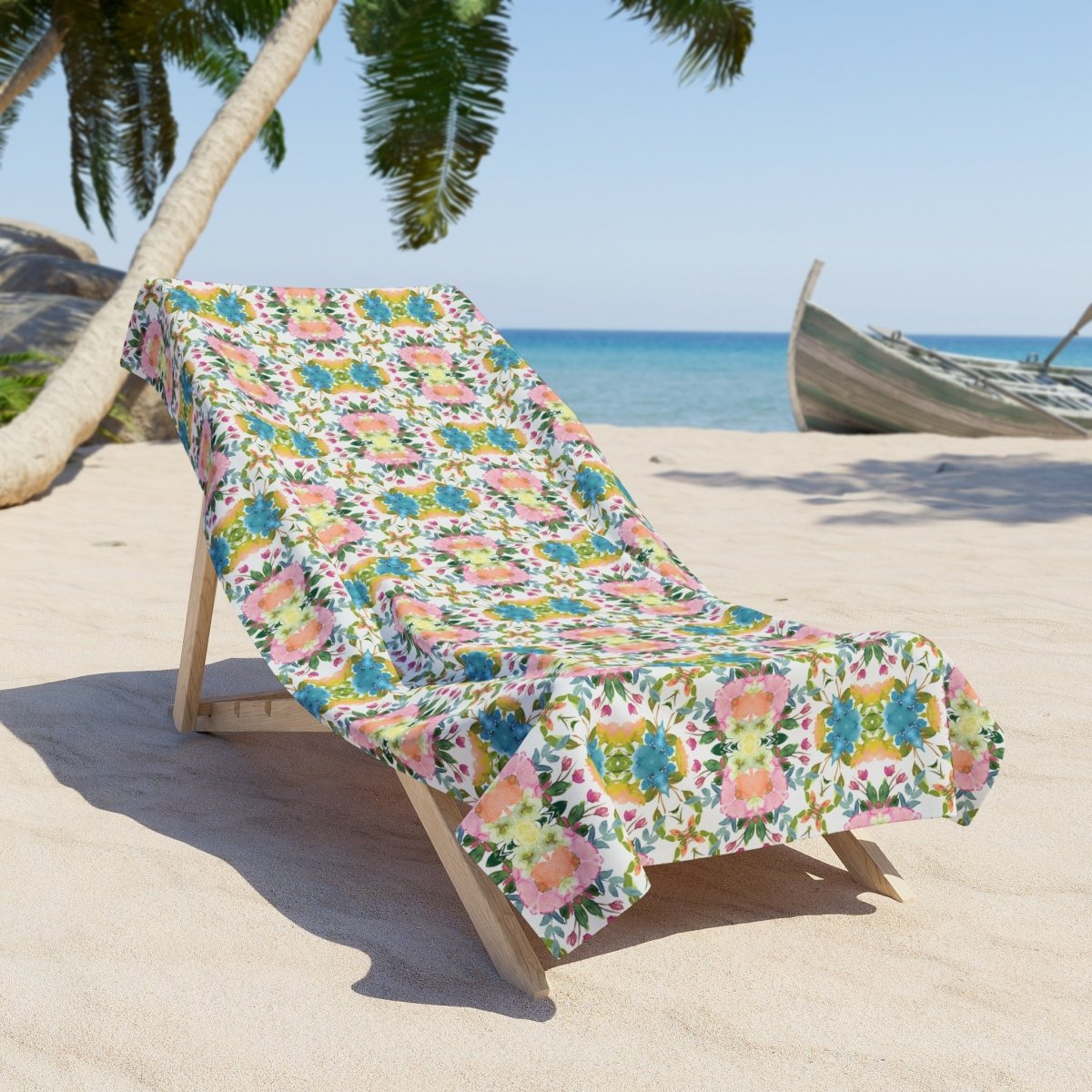 Lime Leaves Floral Bow | Beach Towel - Beach Towel - Piccolo Fiore Prints