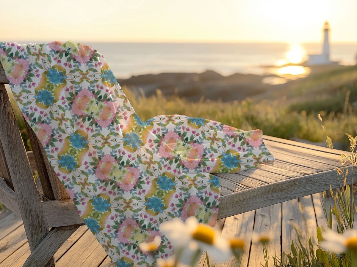 Lime Leaves Floral Bow | Beach Towel - Beach Towel - Piccolo Fiore Prints