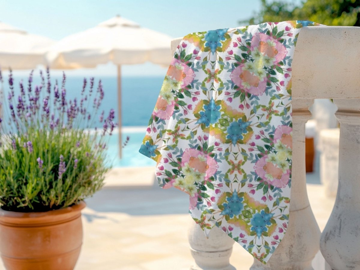 Lime Leaves Floral Bow | Beach Towel - Beach Towel - Piccolo Fiore Prints